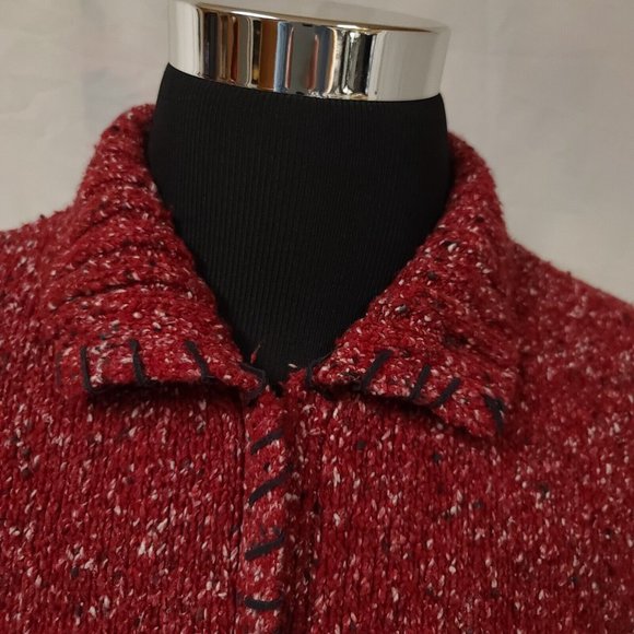 Crazy Horse Liz Claiborne Womens 1 Red Speckled Full Zip Cardigan Sweater Jacket - Picture 3 of 13